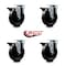 Service Caster 5'' Hard Rubber Wheel Swivel Top Plate Caster Set with Posi Brake, 4PK SCC-20S514-HRS-PLB-4 - alternate 5